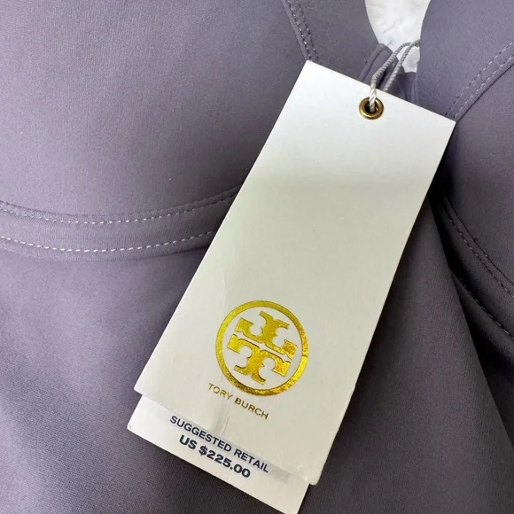 Tory Burch Lipsi Colorblock Gray White Bandeau One-Piece Swimsuit, Large - Picture 7 of 8